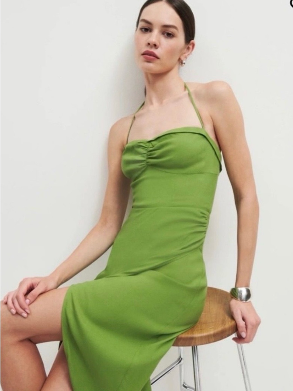 Reformation Rayna Green Halter Midi Dress Size 6 NWT